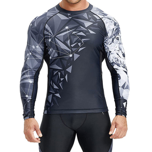 Custom Graphic Sublimation Print Geometric Pattern <b>Grappling</b> Rash Guards Long Sleeve Muscle Fit Compression Base Layer for MMA - Product Image 1