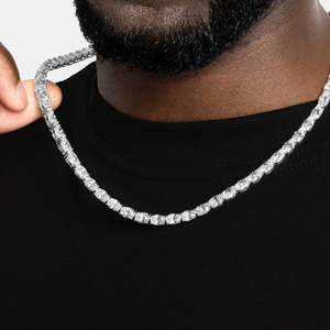 Collier tennis en moissanite taille ovale VVS1 couleur D, argent sterling 925, chaîne de luxe style hip-hop - Product Image 3