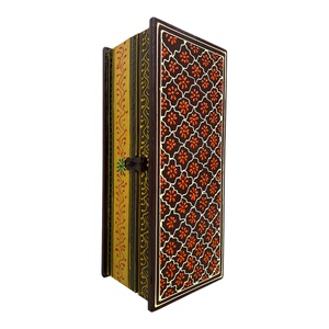 Caja Decorativa Cuadrada de Madera Hecha a Mano, Diseño Floral Tradicional, Amarillo, Verde, Rojo, Negro, Decoración del Hogar, Sala de Estar, Interior, Mesa - Product Image 2