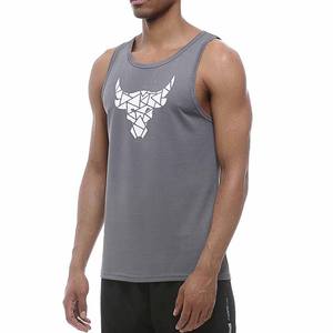 Camiseta sin mangas para hombre, gris, con estampado geométrico de toros, cuello redondo, de secado rápido, transpirable, para gimnasio, fitness, ropa deportiva informal, para entrenamiento. - Product Image 2