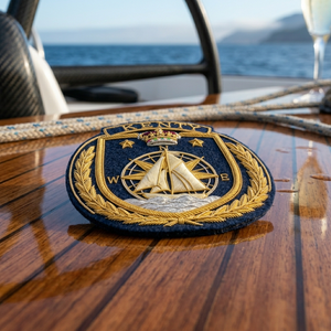 Private Label Hand Embroidered Bullion Badge Custom Yacht Club Crest Gold Wire Nautical Blazer Patch Sailing Emblem Bulk - Product Image 6