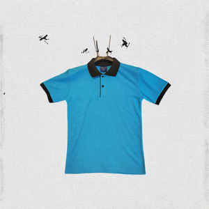 เสื้อเชิ้ตแขนยาวผู้ชาย สีน้ำเงิน มีซิป ผ้าถัก คอตตอน ลำลอง ลายทาง ระบายอากาศได้ดี โลโก้ด้านหน้า น้ำหนัก 220 กรัม ทรงปกติ - Product Image 3