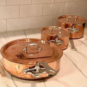 Multipurpose Copper <b>Saucepan</b> with Lid Premium Cooking Pot Kitchen Restaurant Hotel Use Durable Metal Gas Stove Compatible Build - Product Image 1