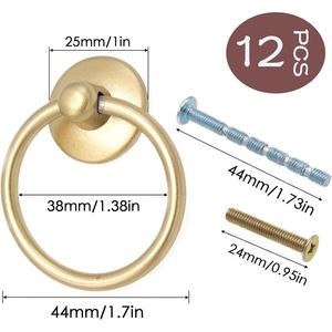 12pcs Matte <b>Gold</b> Zinc Alloy Ring <b>Cabinet</b> Drawer Pulls Single Hole Furniture Handles & <b>Knobs</b> Hardware - Product Image 3