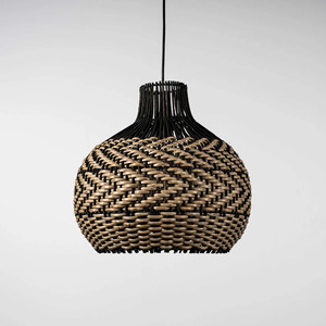 Best Choice Luxury Handcrafted Black & Natural Rattan Pendant <b>Light</b> Suitable for Living Room & Restaurant Decor - Product Image 1