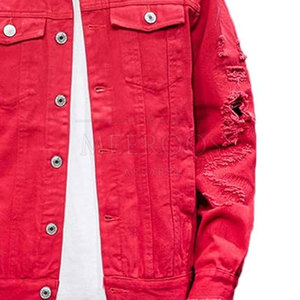 Wholesale <b>Men</b> Casual Distressed Jeans <b>Trucker</b> <b>Jacket</b> Cotton Jeans Streetwear <b>Jacket</b> 2026 Custom Design - Product Image 4