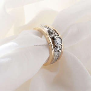 IGI/GIA Lab Grown Vintage 14k or jaune mariage/bague de fiançailles coupe diamant unisexe bagues fines pour les fêtes d'anniversaire - Product Image 3