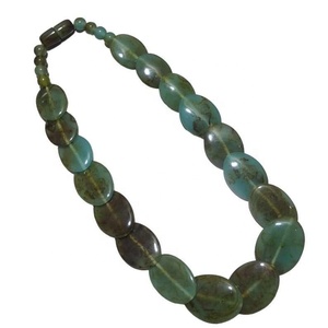 Round Resin Craft Beaded Necklace <b>Navy</b> Blue White Stripe Fashion Statement Jewelry <b>Accessory</b> - Product Image 4