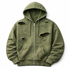 Sweat à capuche oversize personnalisé, 100% coton, hiver, vintage, délavé, déchiré, streetwear, vierge, épais, OEM ODM - Product Image 6