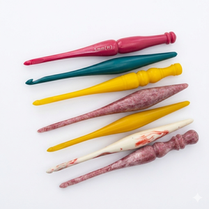 Agujas de Ganchillo Ergonómicas de Resina, Hechas a Mano, Coloridas, para Tejer Hilo, Acabado Liso, Herramientas de Tejido, Suministros de Manualidades al por Mayor - Product Image 1