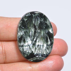 Piedra Preciosa Natural de Serafinita Verde de Rajastán, Cabujón para Joyería, Certificado por Terceros, Tamaño Personalizable - Product Image 2
