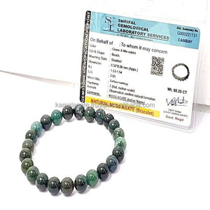 Certified 8mm Elastic Handmade <b>Moss</b> Agate Crystal Gemstone Beaded Bracelets for Chakra Healing New Age & Metaphysical Free Size - Product Image 1