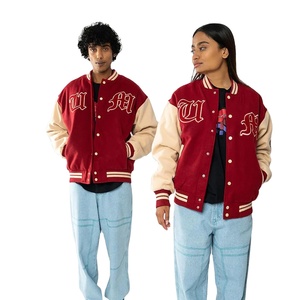 Chaqueta de béisbol de lana Lisa a granel para hombre, chaqueta universitaria en blanco con etiqueta privada y letras bordadas personalizadas al por mayor - Product Image 1