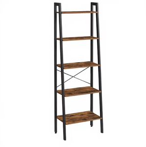 Étagère industrielle à 5 niveaux en bois rustique et métal noir, meuble de rangement et de présentation pour salon, bureau, décoration intérieure - Product Image 2