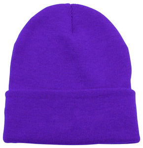 Bonnet unisexe en acrylique, couleur unie, avec revers, bonnet d'hiver en tricot pour adultes, usage décontracté, 56-58 cm - Product Image 1