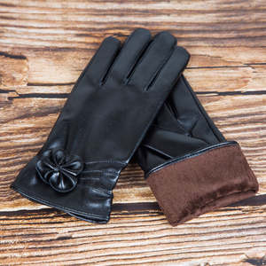 Gants d'hiver en cuir pour femmes, longs, thermiques, pour la conduite automobile et les occasions habillées, couleur cuir - Product Image 2