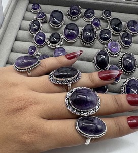Natural Amethyst Mixed Assorted Design <b>Ring</b> Wholesale Amethyst Gemstone Assorted <b>Ring</b> Mixed Lot <b>Rings</b> - Product Image 4