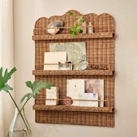 Étagère murale en rotin tressé pour épices, cuisine, chambre, rangement de cosmétiques et livres