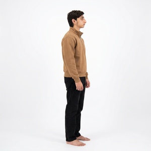 Sweat-shirt personnalisé pour homme avec fermeture éclair quart de tour, en mélange de coton et polaire brossée, coupe classique, col montant, vêtement de sport décontracté - Product Image 6