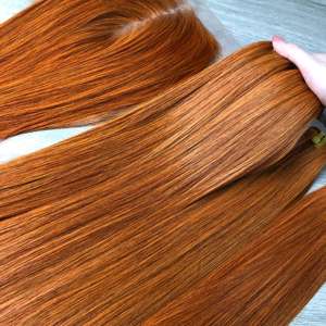 Ensemble Faisceau Avec Fermeture Extensions de Cheveux Fermeture Transparent Dentelle Vietnamien Humain Bon Prix Couleur Orange - Product Image 5