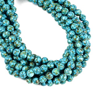 Perles rondes en turquoise bleu cuivre Mohave de la marque Rare Gems Factory, 15,5 pouces, perles rondes en pierre - Product Image 6