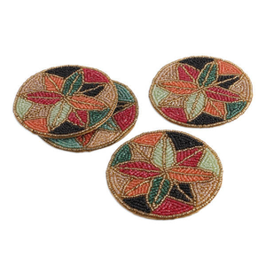Handmade Modern Glass Bead Cocktail Coasters Durable <b>for</b> Cocktail Parties Home Accent Mats & Pads - Product Image 4