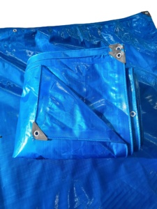Super Strong Customizable Size Blue PE Tarpaulin Long Lasting UV Treated High GSM <b>Waterproof</b> Plain Style Mesh <b>Fabric</b> Made India - Product Image 2