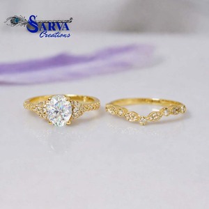 Engagement & Wedding Vintage Gold Plated Cubic Zirconia 925 Sterling <b>Silver</b> <b>Statement</b> <b>Ring</b> for Women - Product Image 5