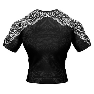 Men's Black Full Sleeve Rash Guard <b>White</b> Tribal Print Sublimation Quick Dry <b>Compression</b> <b>Shirt</b> For MMA BJJ Grappling Rash Guards - Product Image 3