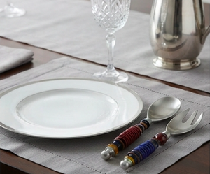 Luxury Silver Head Salad <b>Server</b> Satin Polish With Colourful Handcrafted Beaded Handle For Family Meals And Parties Weddings - Product Image 3