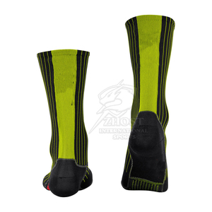 Striped Crew <b>Socks</b> Black with <b>Neon</b> Green Stripes Quick Dry Knitted for Running & Tennis Youth & Adults Winter - Product Image 4