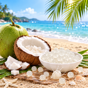 KEIFU 500g Coconut Popping Boba Listo para Comer Ingredientes para Bebida Tropical Bubble Tea - Product Image 4