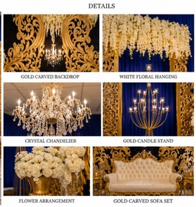 Magnífico Decorativo para Escenario de Walima, Estructura Dorada de Lujo, Conjunto de Sofás Blancos y Dorados para Bodas, Muebles con Estructura Metálica para Eventos - Product Image 2