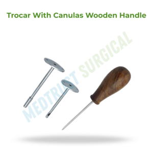 Trócar con cánulas y mango de madera, instrumento quirúrgico veterinario para el tratamiento de la hinchazón en ganado - Product Image 2