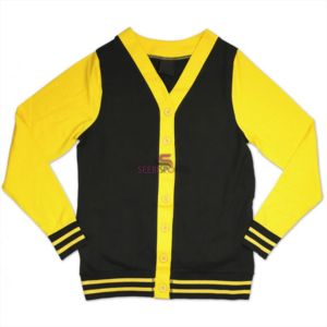 Add Custom Logo On Black, <b>Yellow</b> V-Neck Cardigan Sweater Full Sleeve Casual Button Front Solid Color All Seasons Wear - Product Image 1