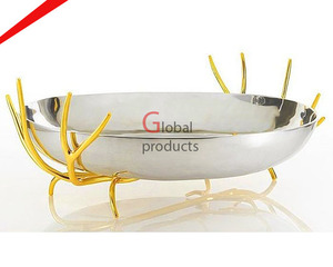 ชามผลไม้ทรงรีหรูหราโลหะขายดีรุ่นล่าสุด พร้อมฐานกวางทองคำ ชามใส่ถั่วตกแต่งสำหรับตกแต่งบ้าน - Product Image 1