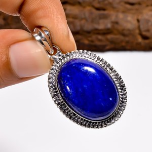 Colgante de Lapislázuli Genuino, Collar de Lapislázuli Azul, Colgante Ovalado de Plata Esterlina, Piedra de la Sabiduría, Cristal Curativo, Regalo para Ella - Product Image 2