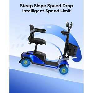 Scooter Elettrico Pieghevole Compatto a 4 Ruote con Cestino e Luce per Viaggi, Facile Mobilità per Disabili - Product Image 6