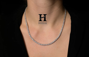 Luxury Round Brilliant Cut <b>VVS</b> Moissanite Tennis <b>Chain</b> 14K White Gold Over Silver Lab Grown Diamond Tennis Necklace Jewelry - Product Image 3