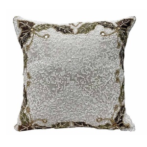 Nouvelle Arrivée Housses de Coussin Carrées Modernes à Motifs Floraux Perlés en Verre, Coussins Décoratifs Faits Main pour Canapé et Fauteuil - Product Image 2
