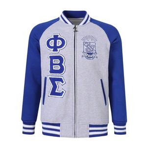 เสื้อแจ็คเก็ตฟลีซสีเทาเฮเธอร์ Phi Beta Sigma สำหรับผู้ชาย ทรงพอดีตัว ผ้าพรีเมียม เสื้อผ้าสำหรับชมรมกรีก สวมใส่สบายๆ - Product Image 2