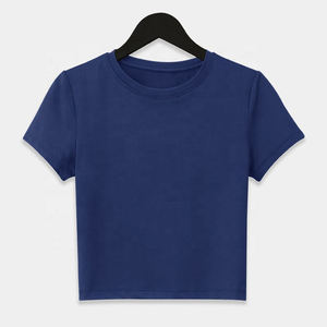 Hot Selling Women Breathable Crop <b>Top</b> T Shirt Baby Tee Round Neck Lightweight Cotton Casual Streetwear - Product Image 5