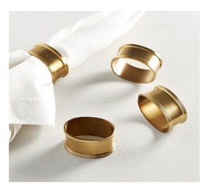 Ensemble d'anneaux de serviette en métal doré de haute qualité, finition laiton de luxe, porte-serviettes pour mariage, banquet, décoration d'hôtel, vente en gros - Product Image 1