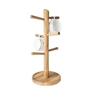 <b>Mug</b> <b>Holder</b> Dark Stained Live Edge Round Base Wooden Trunk 6 Horizontal Pegs Kitchen Countertop Coffee Bar Cup Organizer <b>Mug</b> Hold - Product Image 6