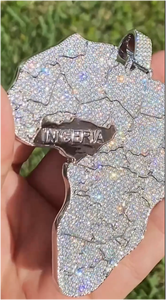 CONCEPTION Colgante de mapa de África con incrustaciones de diamantes para hombre, estilo Hip Hop, con moissanita en forma de diamante y engaste de bisel, joyería bañada en plata - Product Image 4