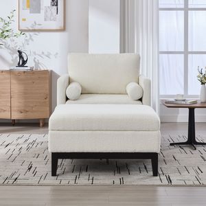 Poltrona con Poggiapiedi Reversibile Nera da 90 cm, Base in Legno, Gambe Quadrate, Rivestimento Imbottito, per Soggiorno - Product Image 2