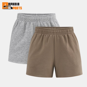 Shorts de sport personnalisés pour femme, en molleton, taille basse, écologiques, coupe ample, unis, respirants, doux et décontractés - Product Image 1