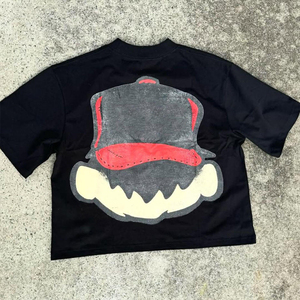 T-shirt formel pour homme en coton 100% tricoté à manches courtes, coupe droite, épaules tombantes, col en V, qualité supérieure, motif, grandes tailles, OEM - Product Image 6