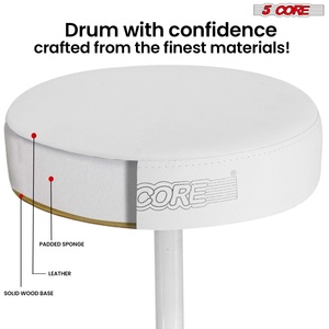 Chaise de batterie 5 Core Drum Throne avec siège rembourré de 3 pouces, réglable, pour la pratique et les performances - Product Image 5
