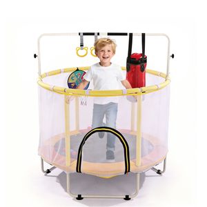 Trampolino Mini da 54 Pollici per Bambini, da Interno/Esterno, con Rete di Sicurezza e Design Antiscivolo, Giocattolo per Saltare, Sacco da Boxe, Strutture per Arrampicata Indoor - Product Image 2